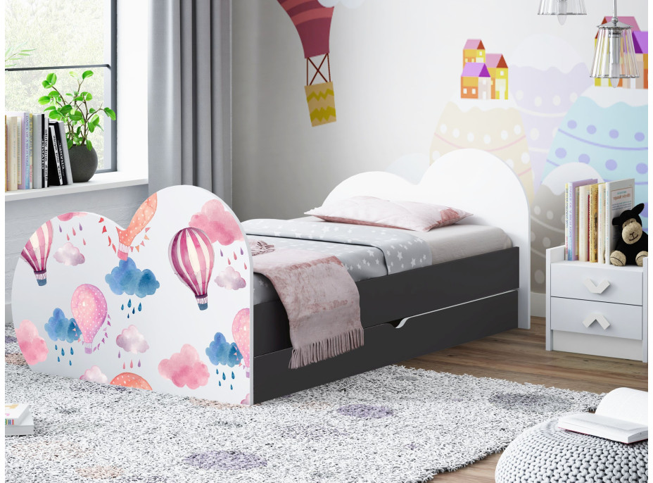 Detská posteľ BALÓNY 160x80 cm, so zásuvkou - (11 farieb) + matrace ZADARMO