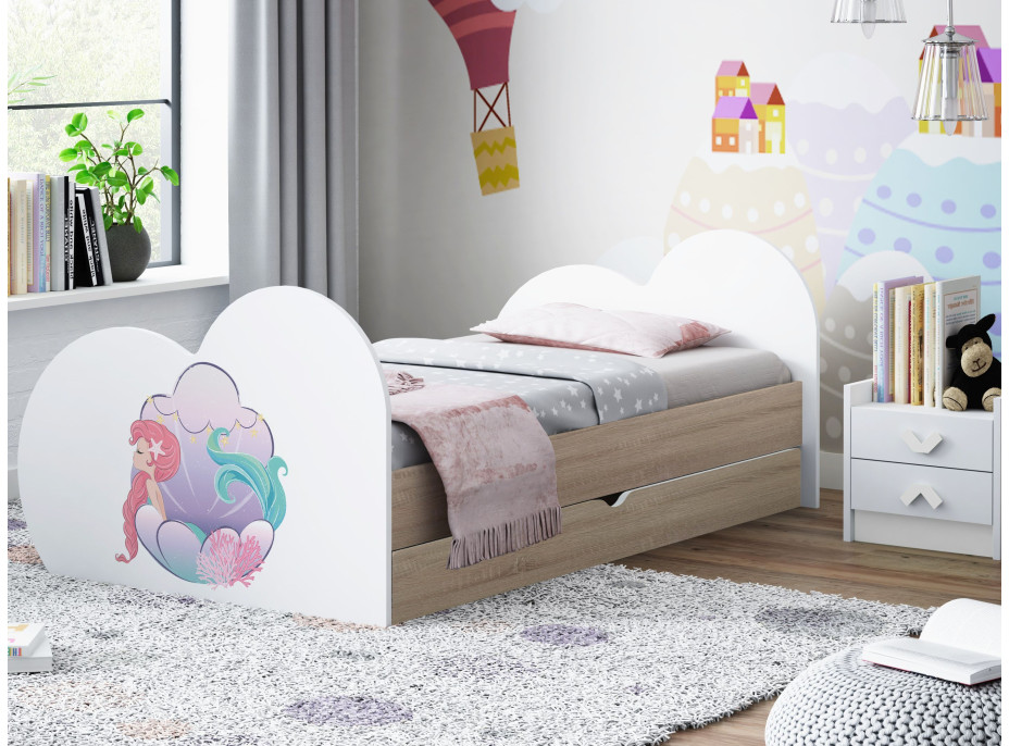 Detská posteľ MORSKÁ VÍLA 160x80 cm, so zásuvkou (11 farieb) + matrace ZADARMO