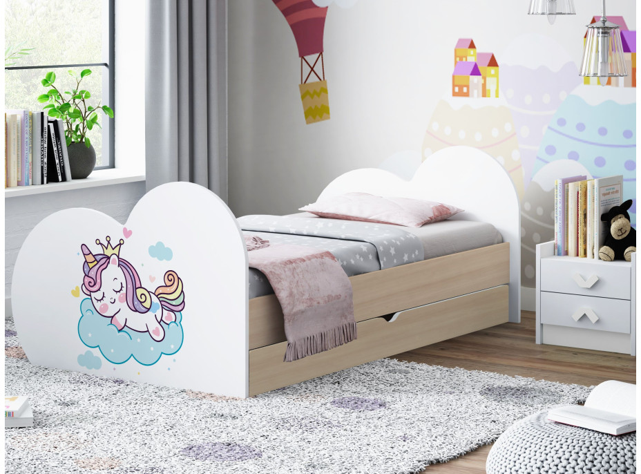 Detská posteľ Jednorožec 180x90 cm, so zásuvkou (11 farieb) + matrace ZADARMO