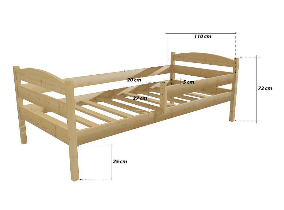 Detská posteľ z masívu 180x80cm so zásuvkami - DP017