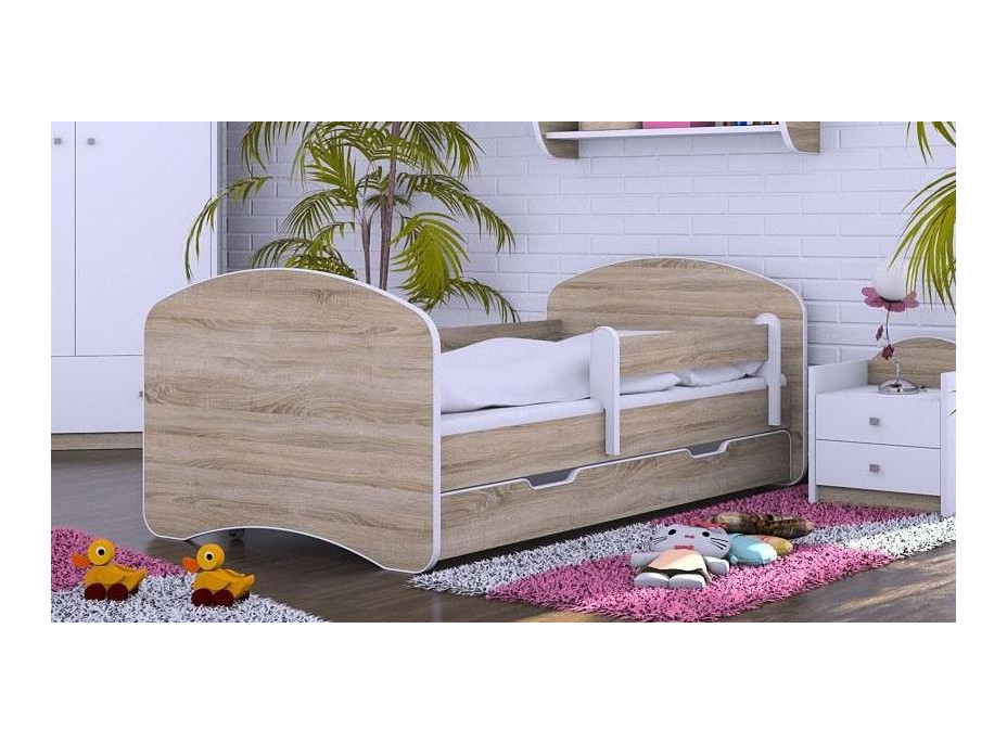 Detská posteľ so zásuvkou 140x70 cm - TMAVÝ DUB
