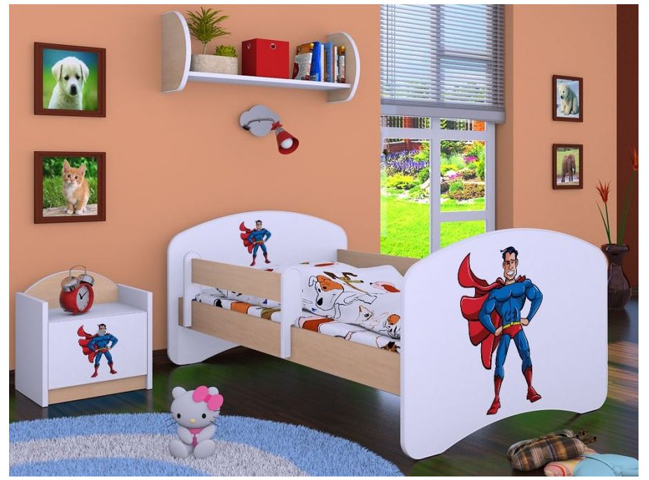 Detská posteľ bez šuplíku 180x90cm SUPERMAN - svetlá hruška