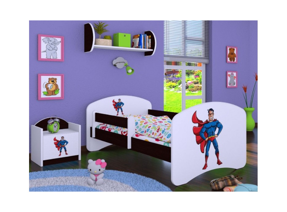 Detská posteľ bez šuplíku 180x90cm SUPERMAN - gaštan wenge