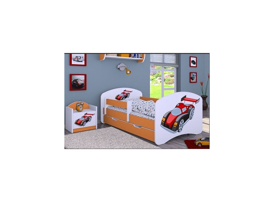 Detská posteľ so zásuvkou 160x80cm SUPER FORMULE - oranžová