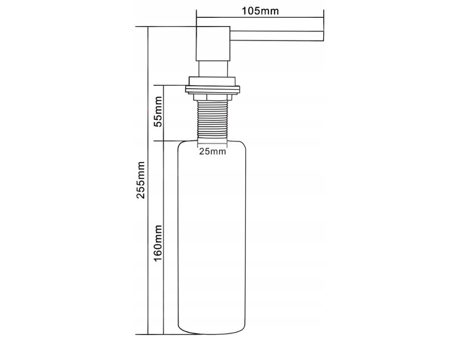 Hranatý dávkovač 320 ml na zabudovanie do drezu - sivý, 6605320-61