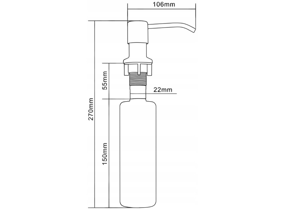 Okrúhly dávkovač 320 ml na zabudovanie do drezu - sivý, 6601320-61