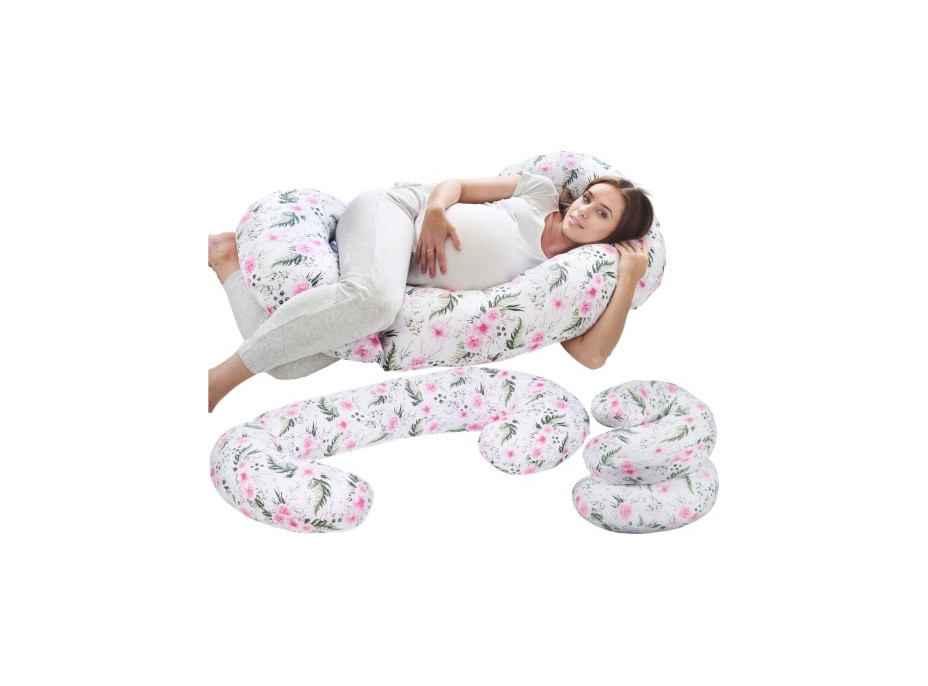 Tehotenský a dojčiaci vankúš BABYMAM PREMIUM 300 cm 3v1 - Kvety v záhrade