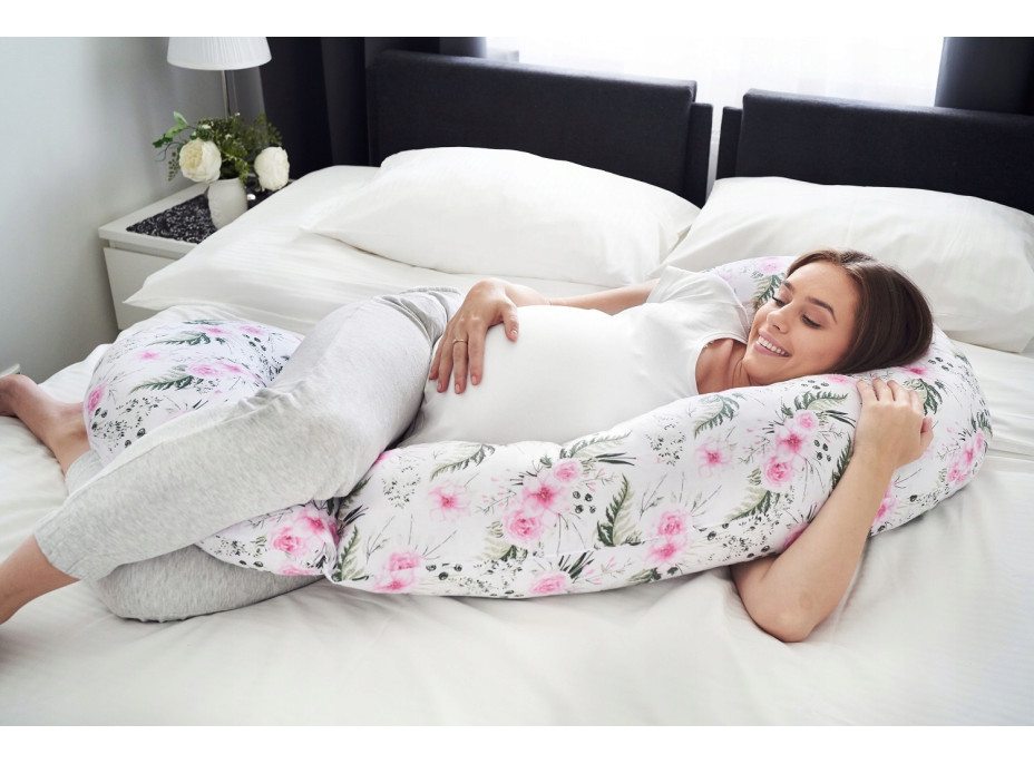 Tehotenský a dojčiaci vankúš BABYMAM PREMIUM 300 cm 3v1 - Kvety v záhrade