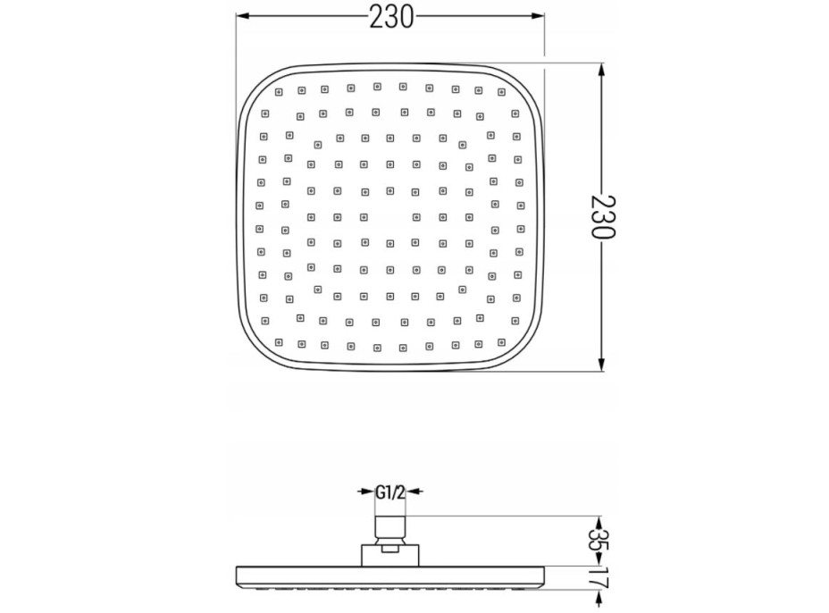 Sprchová dažďová hlavica MAXMAX MEXEN D-33 - 23x23 cm - čierna, 79733-70