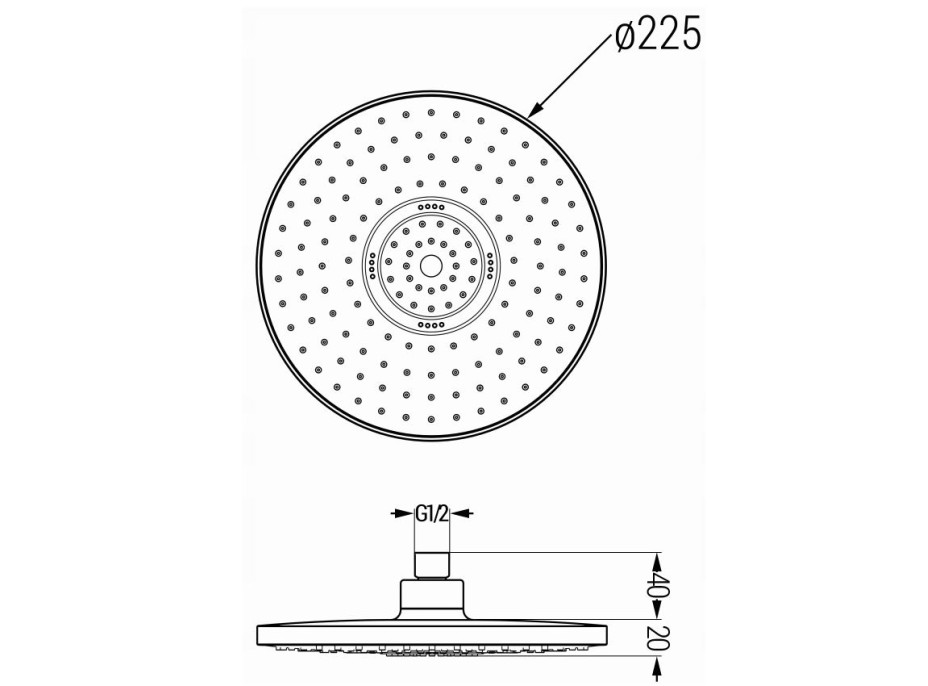 Sprchová dažďová hlavica MAXMAX MEXEN D-05 - 22 cm - biela, 79705-20