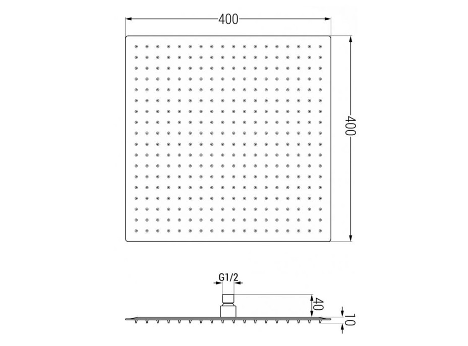 Sprchová dažďová hlavica MAXMAX MEXEN SLIM - štvorcová - 40x40 cm - čierna, 79140-70