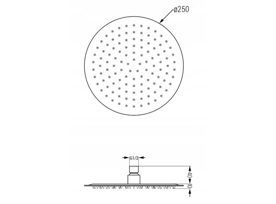 Sprchová dažďová hlavica MAXMAX MEXEN SLIM - guľatá - 25 cm - grafitová, 79225-66