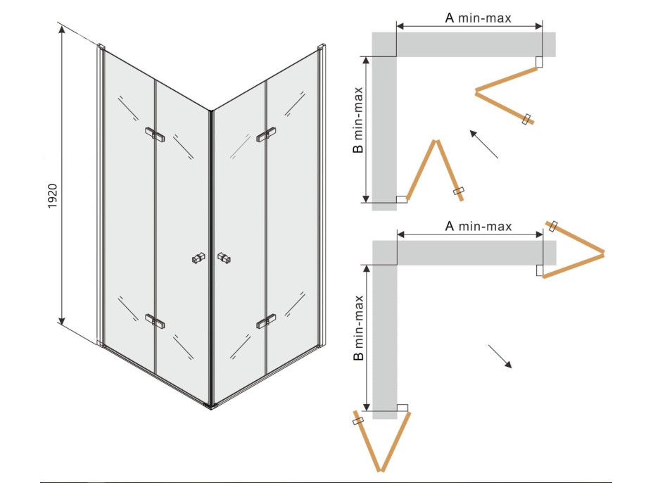 Sprchovací kút MAXMAX LIMA DUO - 121 variant rozmerov