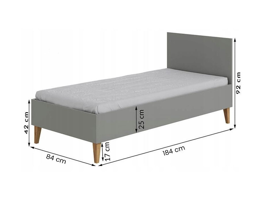 Detská posteľ bez zásuvky KUBI - šedá 180x80 cm