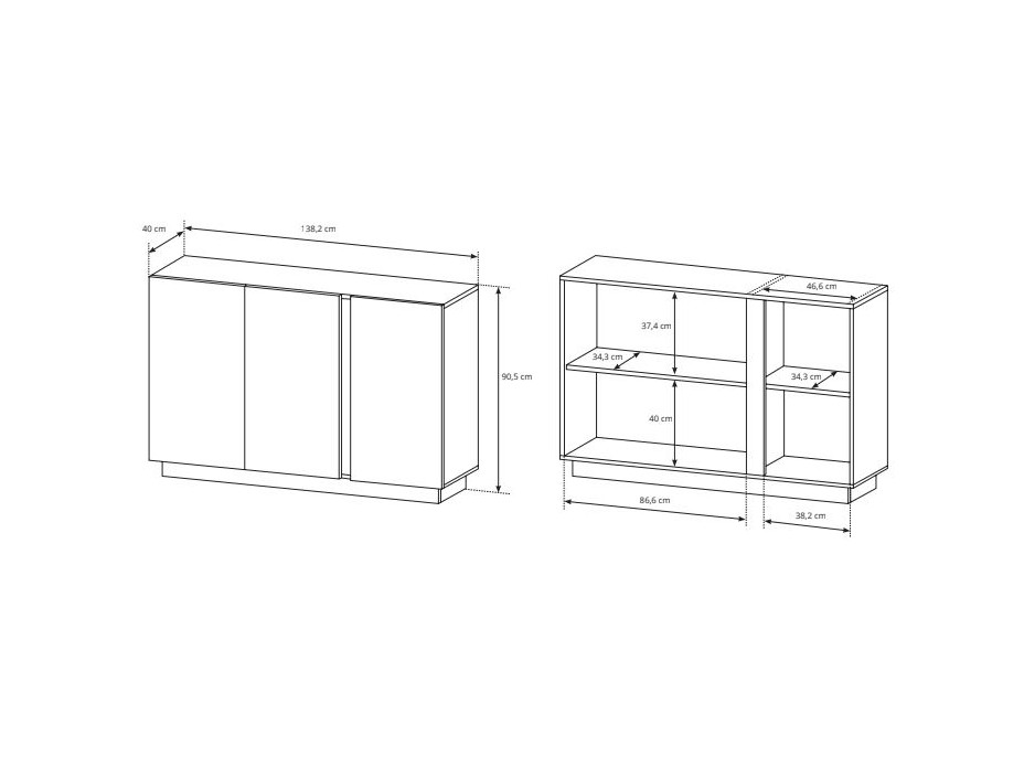 Komoda 138 3D ARCO - biela/dub grandson