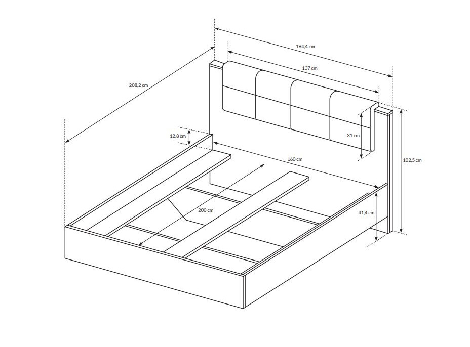 Posteľ ARDEN 200x160 cm - dub sand grange/matera