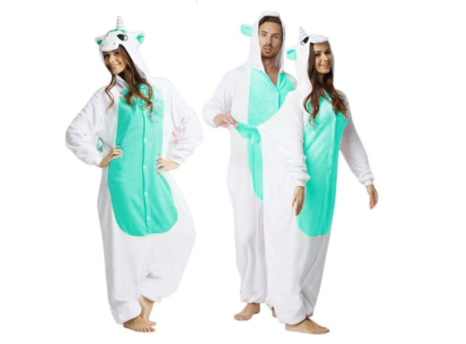 Overal KIGURUMI - jednorožec mätovobiely - veľkosť M