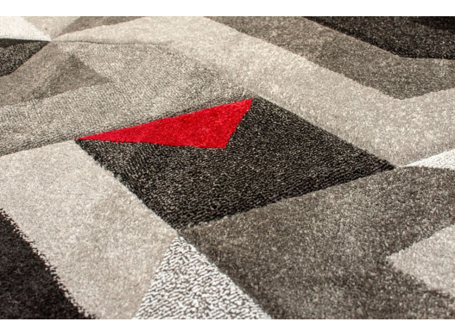 Kusový koberec Hand Carved Aurora Grey/Red
