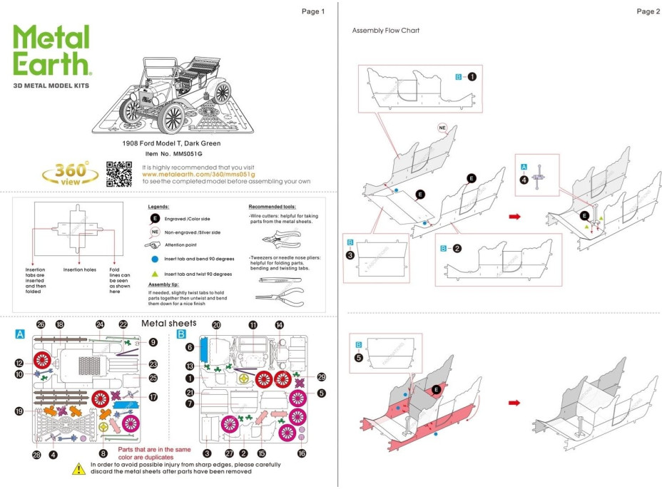METAL EARTH 3D puzzle Ford model T 1908 (farebný)