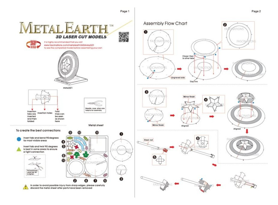 METAL EARTH 3D puzzle Avengers: Štít Kapitána Ameriky