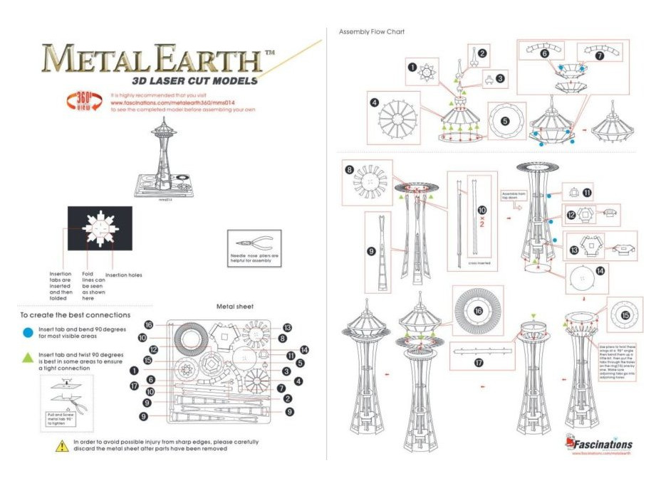 METAL EARTH 3D puzzle Space Needle v Seattli