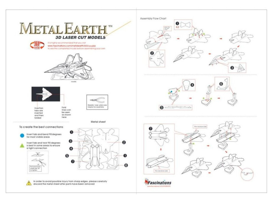 METAL EARTH 3D puzzle Stíhacie lietadlo F-22 Raptor