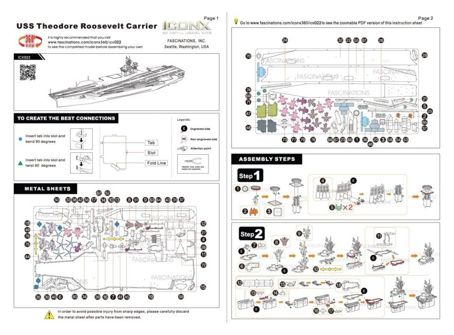 METAL EARTH 3D puzzle Lietadlová loď USS Theodore Roosevelt CVN-71 (ICONX)