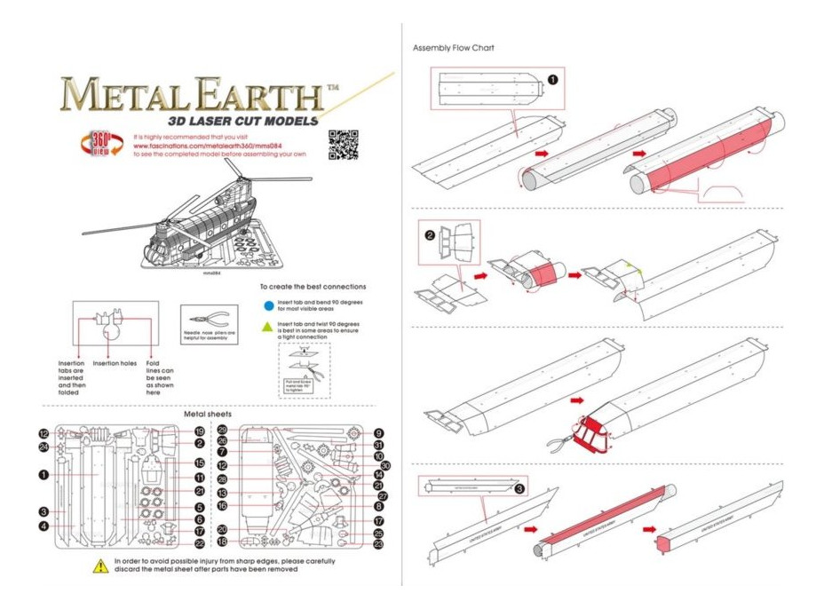 METAL EARTH 3D puzzle Vrtuľník CH-47 Chinook