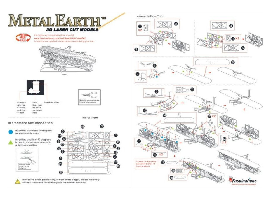 METAL EARTH 3D puzzle Lietadlo bratov Wrightovcov