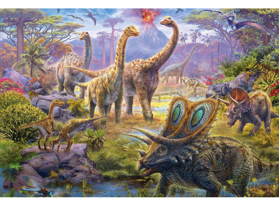 SCHMIDT Puzzle Dinosaury 4v1 v plechovom kufríku (60,60,100,100 dielikov)