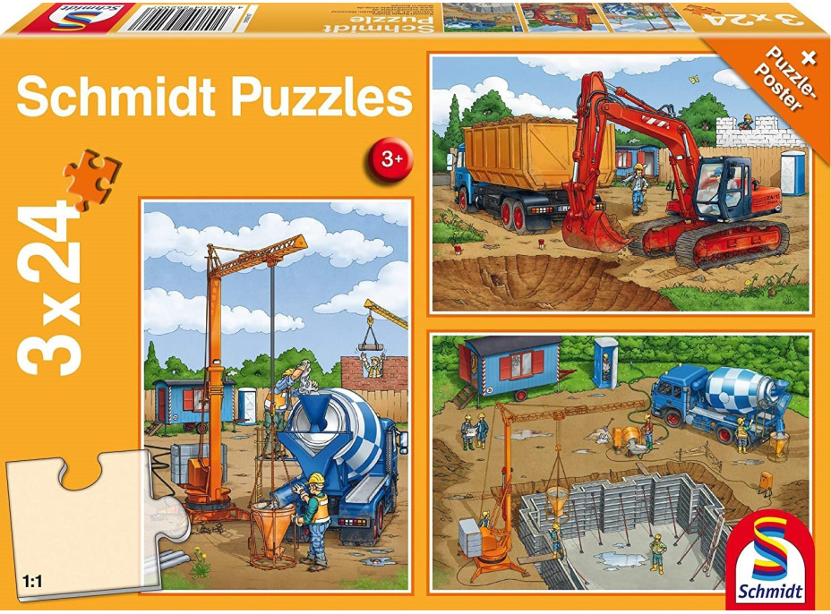 SCHMIDT Puzzle Na stavenisku 3x24 dielikov