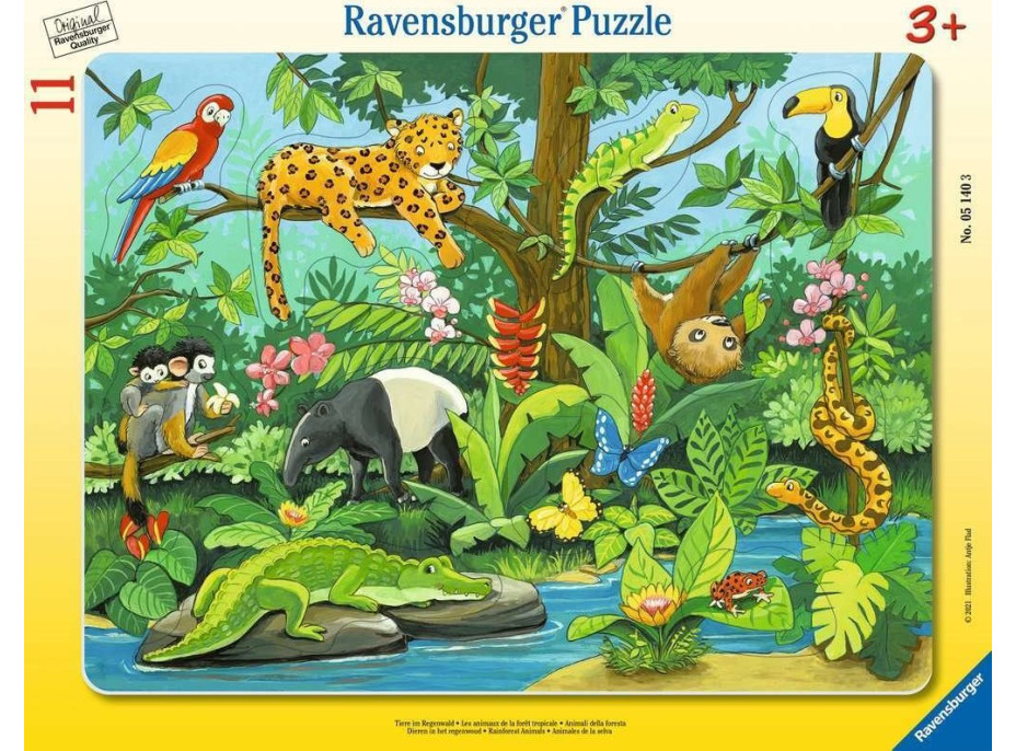 RAVENSBURGER Vkladačka Zvieratká z dažďového pralesa 11 dielikov