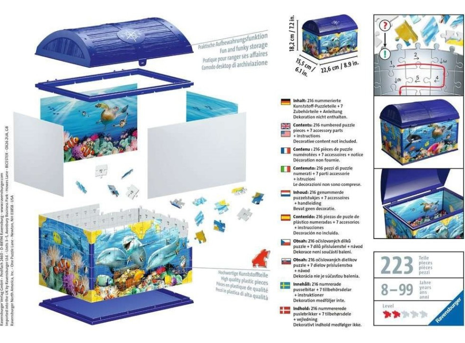 RAVENSBURGER 3D puzzle truhla Podmorský svet 223 dielikov