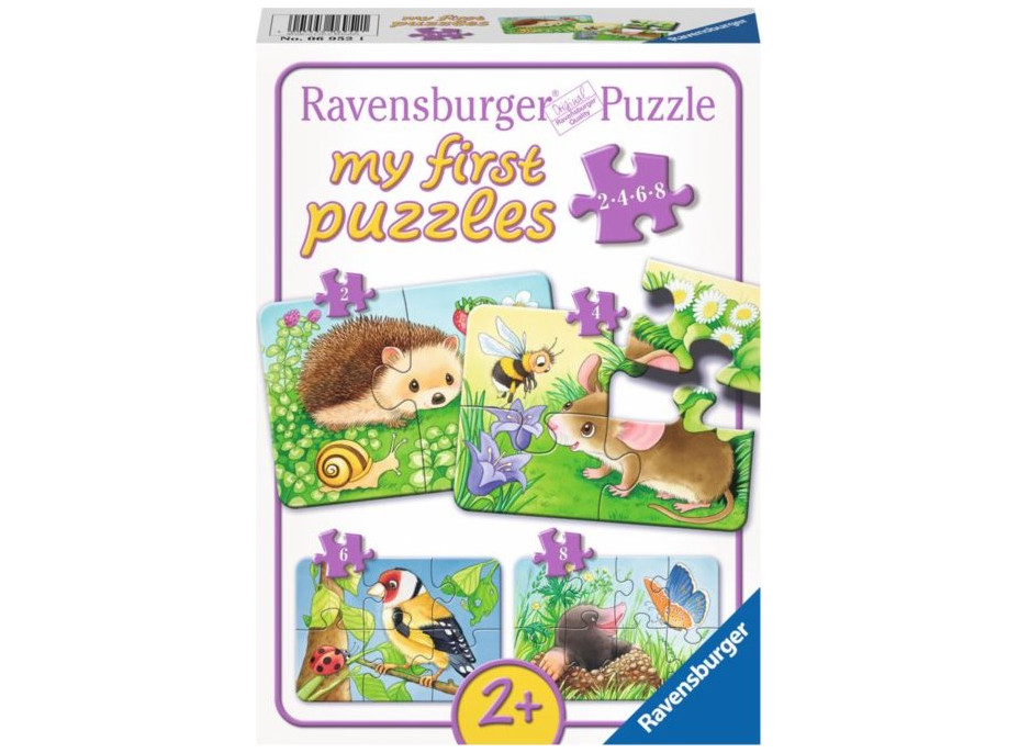 RAVENSBURGER Moje prvé puzzle Zvieratká v záhrade 4v1 (2,4,6,8 dielikov)