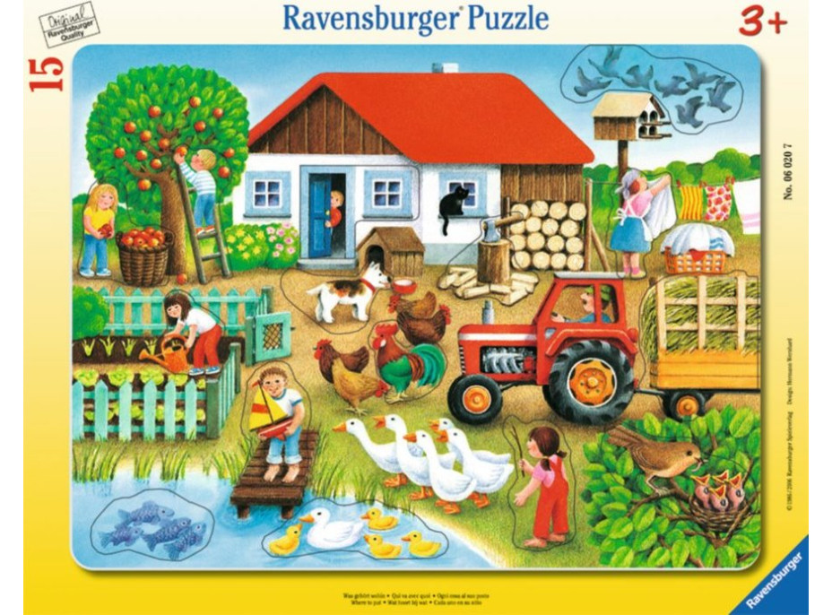 RAVENSBURGER Vkladačka Dedina - čo kam patrí? 15 dielikov