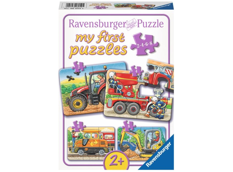 RAVENSBURGER Moje prvé puzzle Dopravné stroje 4v1 (2,4,6,8 dielikov)