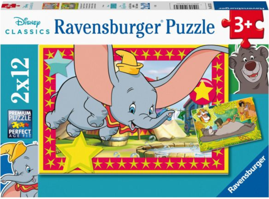 RAVENSBURGER Puzzle Disney: Dobrodružstvo volá 2x12 dielikov