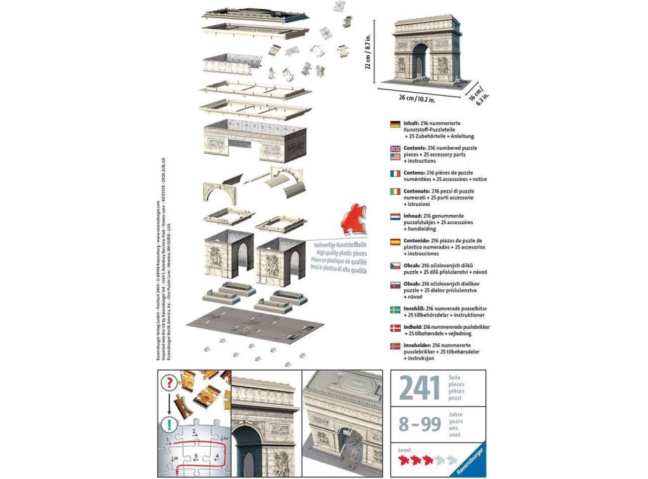 RAVENSBURGER 3D puzzle Víťazný oblúk, Francúzsko 216 dielikov