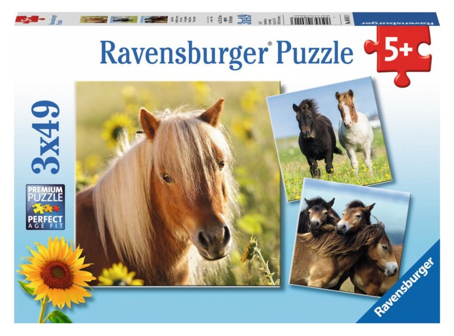 RAVENSBURGER Puzzle Poníky 3x49 dielikov