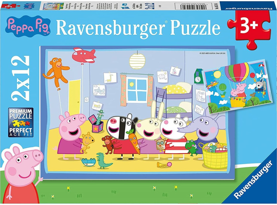 RAVENSBURGER Puzzle Prasiatko Peppa: Pepino dobrodružstvo 2x12 dielikov