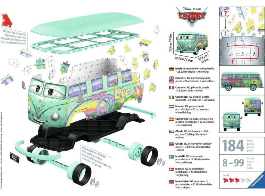 RAVENSBURGER 3D puzzle Autobus Cars: Fillmore 162 dielikov