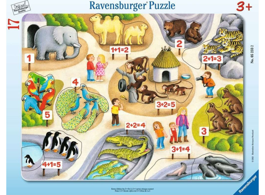 RAVENSBURGER Puzzle Prvé počty do 5 v ZOO 17 dielikov