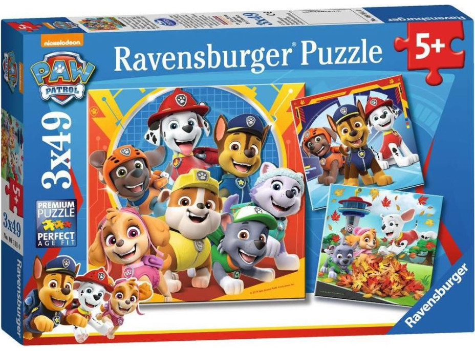 RAVENSBURGER Puzzle Tlapková patrola 3x49 dielikov