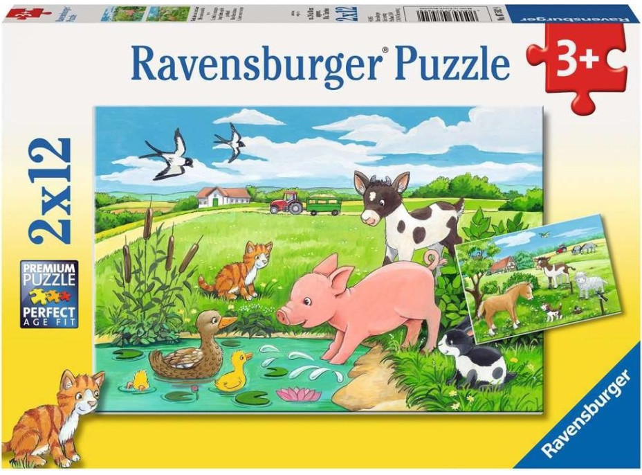 RAVENSBURGER Puzzle Zvieracie mláďatá 2x12 dielikov