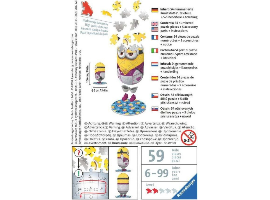 RAVENSBURGER 3D puzzle Postavička Mimoni 2: Disco 54 dielikov