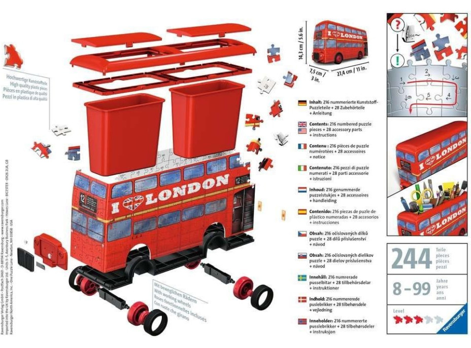 RAVENSBURGER 3D puzzle Londýnsky autobus Doubledecker 216 dielikov