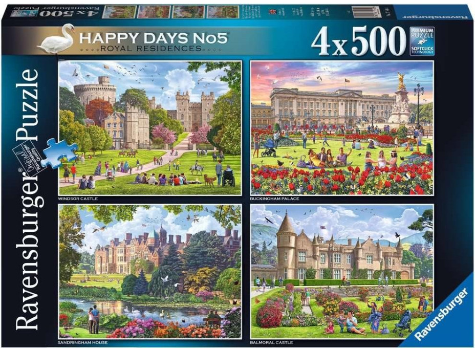 RAVENSBURGER Puzzle Kráľovskej rezidencie, Veľká Británia 4x500 dielikov