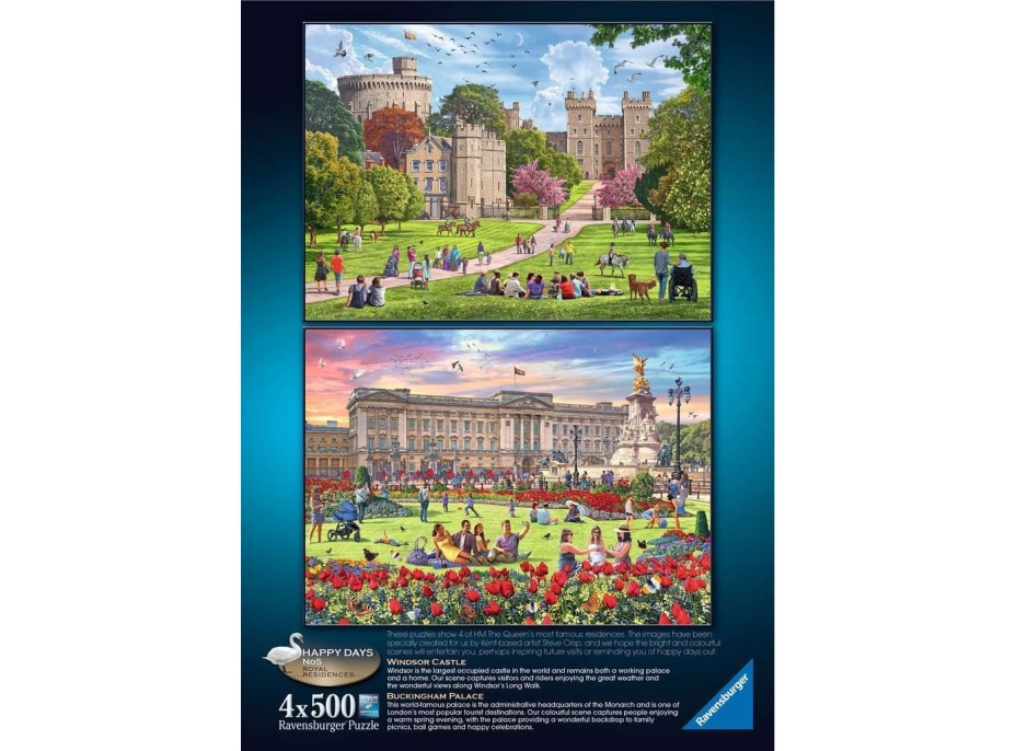 RAVENSBURGER Puzzle Kráľovskej rezidencie, Veľká Británia 4x500 dielikov