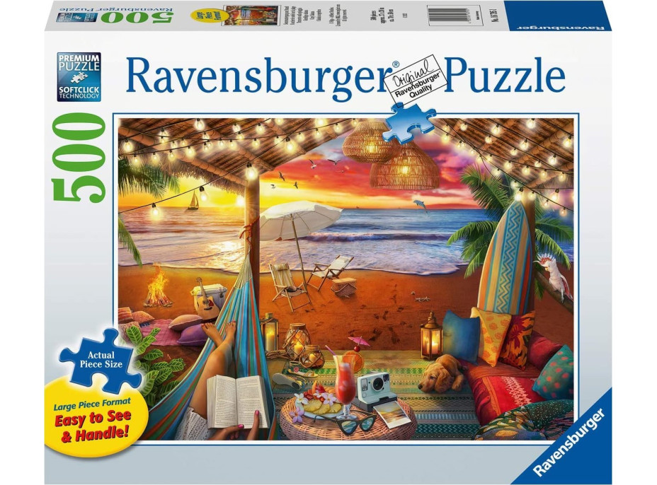 RAVENSBURGER Puzzle Útulné miesta: Pláž Cabana XXL 500 dielikov