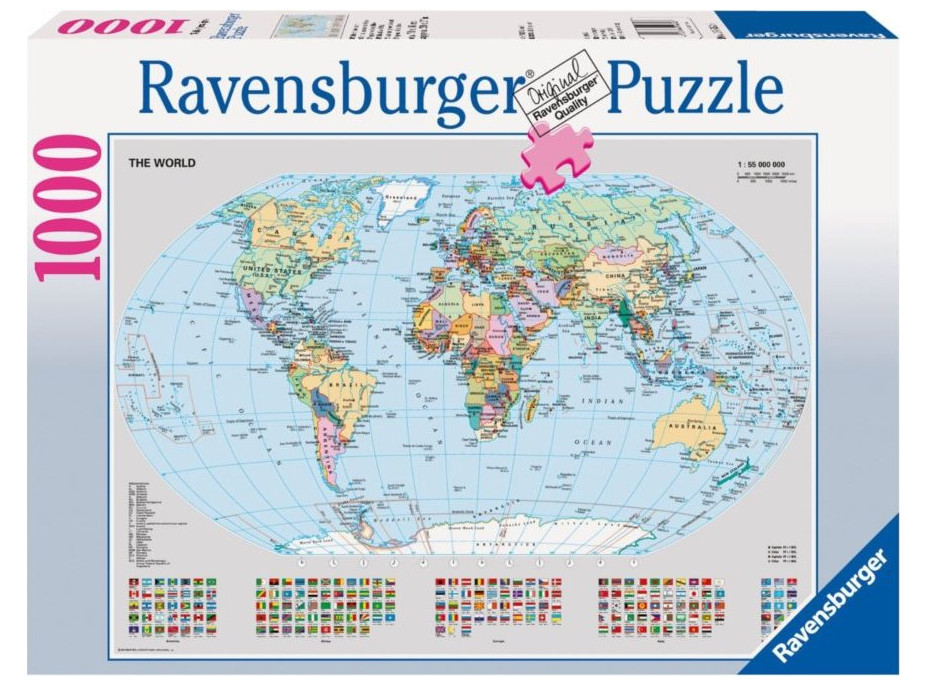 RAVENSBURGER Puzzle Politická mapa sveta 1000 dielikov